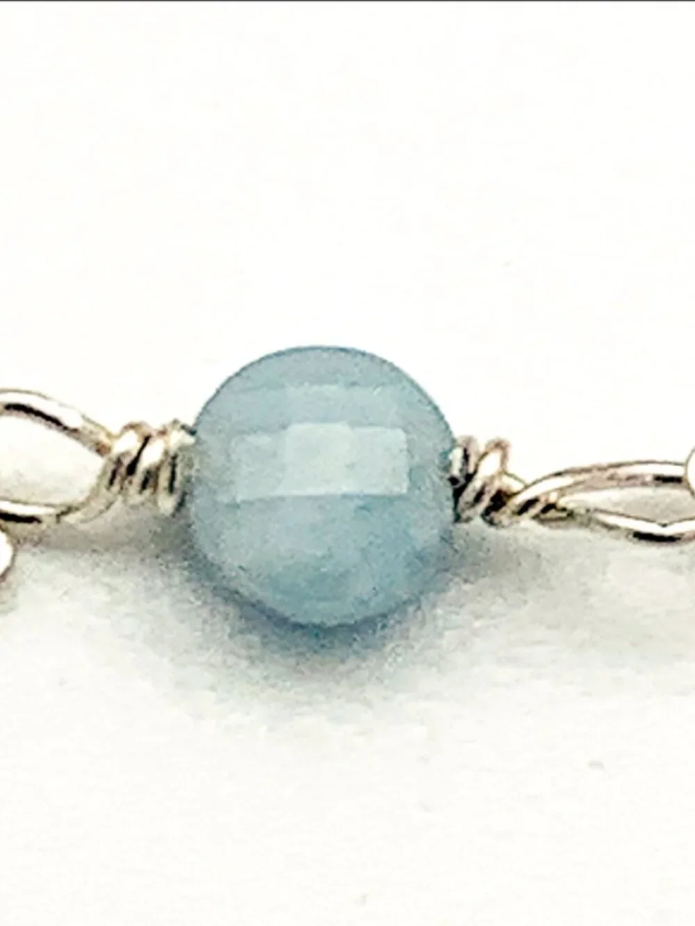 Aquamarine Coin Anklet/Bracelet in Sterling Silver, March Birthstone - Picture 5 of 7